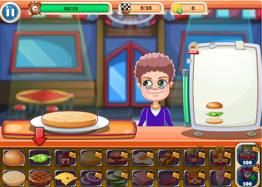 Stacking ingredients in Sandwich Burger
